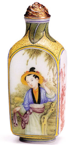 清料胎琺瑯彩人物圖鼻煙壺 方寸之間的藝術瑰寶